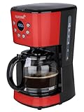 Korona 10667 Retro-Kaffeemaschine | Rot | 1,5 Liter | Filterkaffeemaschine | LCD-Display | Timer | Kaffeeautomat inkl. Permanentfilter