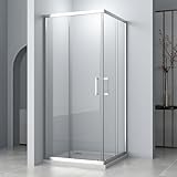 Hopibath Eckeinstieg Duschkabine 90x100x185cm Doppelschiebetür, Schiebetüren Duschabtrennung Duschwand aus 6mm ESG gehärtetes Glas, Dusche Sicherheitsglas Duschtür