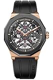 Agelocer Herrenuhr, modisch, Top-Marke, schwarzes Skelett, mechanische Automatikuhr, Gummiband, wasserdichte Uhren für Herren (VP:6001H1-R), Vp:6001h1-r