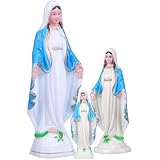 POPETPOP 3 Stück Mary Statue Dekoration aus Resin Katholische Religiöse Skulpturen Kreative Desktop Figurensammlung mit Feiner Verarbeitung Blaue Miniatur Marienfiguren als Geschenk
