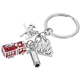 OSALADI Feuerwehr Schlüsselanhänger aus Legierung mit Axt und Helm Design Silberfarbener Taschenanhänger Einfach an Taschen zu Befestigen für Feuerwehrleute