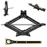 Scherenwagenheber, 2T/2000kg Universelle Wagenheber Kit mit Geschwindigkeitsgriff für Autos rostdicht, Schwere Autojack Bodenliber 110-390mm Hubjack, Jacks für Reifenreparaturen (Mühelose Version)