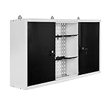 Wiltec Werkzeugschrank aus Stahl grau 60x120x19cm Werkstattschrank für Werkzeug und Geräte, abschließbar mit Lochwand Hängeschrank Werkstatteinrichtung