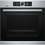 Bosch HRG6769S6 Serie 8 Smarter Einbau-Backofen mit Dampfunterstützung, 60 x 60 cm, Made in Germany, Pyrolyse Selbstreinigung, Bosch Assist Backeinstellung auf Knopfdruck, PerfectBake Backsensor