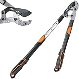 AIRAJ Teleskop Astschere 68-88cm, Baumschere Teleskop mit Rostfreien, Beschichteten 55C-Klingen und Rutschfesten Griffen. Zum Schneiden Von Dicken Ästen Bis zu 5.5cm, Ideale Gartenschere.