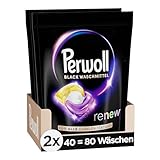 Perwoll Renew Caps Black Waschmittel 80 (2 x 40 Wäschen), All-in-1 Waschmittel Caps reinigen sanft und erneuern Farben & Fasern, für alle dunklen Textilien, mit Dreifach-Renew-Technologie