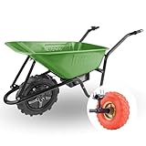 Extol Craft elektrische Schubkarre mit Akku & Zusatzrädern, 500 W, 80 L Mulde & 150 kg Traglast, leistungsfähige Motorschubkarre, Offroad-taugliche Akkuschubkarre, mit Zwei 12V Blei Batterien