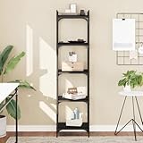 Owoxanthellate Bücherregal Schwarz 5 Böden 40x30x154 cm Holzwerkstoff mit Metallrahmen Standregal Modernes Design Stauraum für Living Room Schlafzimmer Büro