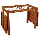 DEGAMO Funktions Gartentisch mit Wäscheständerfunktion, 100x60x75cm, Eukalyptus braun geölt, FSC®-Zertifiziert, Outdoor und Indoor