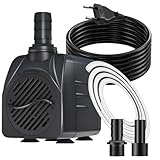 Springbrunnenpumpe 10W 600L/H Teichpumpe Mit 3m Extra-Langes Kabel Schutz vor Überhitzung Funktion Ultra Leise Aquariumpumpe Wasserpumpen für Brunnen, Hydroponik-Systeme, Submersible Tauchpumpe