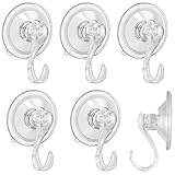 miaomiao 6-Pack Saugnapf Haken Set, Saughaken Extra Stark, Saugnapfhaken Ohne Bohren für Fenster Glas Bad Küche Badezimmer, 3KG Belastbar, Transparent