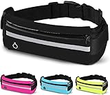 laufgürtel, Handytasche joggen aus Neopren, lauftasche Jogging wasserdicht, mit verstellbarem Riemen für iPhone 14,13,12/Pro/XR/XS/X/8, laufgürtel Handy, Running Belt, joggen Handytasche (Schwarz)