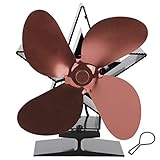 XHTLLO Kamin-Heizventilator, thermisch wärmebetriebener 4-Blatt-Ofenventilator, selbstbetriebenes Kaminzubehör für die Wärmeverteilung (Antike Bronze)