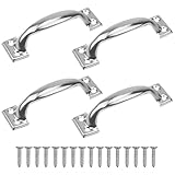 4 Stück Edelstahl Möbel Griffen, 3 Inch Schrankgriffe, Vintage Möbelgriffe, Schubladengriffe Mit Schrauben, Ideal für Außenbereich, Innenbereich, Garage und Kleiderschrank, Silber