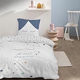 Sterne Mädchen-Bettwäsche Set · Kinderbettwäsche Sweet Dreams · Wende Motiv Wimpern · 2 teilig - Kissenbezug 80x80 + Bettbezug 135x200 cm