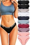 FINETOO 10er Pack Baumwoll Slips Damen Atmungsaktive Unterwäsche Logo Sportunterwäsche Weich Sexy Unterhosen Reizwäsche Sportgürtel Bikini Mehrpack S-XL