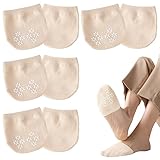 ZOCONE 4 Paar Zehlinge Damen Füßlinge Atmungsaktive Halbe Socken Damen Mit Rutschfestem Silikonpunkte Halbsocken Unsichtbare Zehensocken Damen Baumwollen Zehentopper Socken Für High Heels Ballett