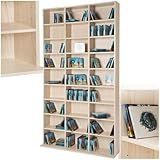 tectake Regal Aufbewahrung, offene Schrank Wand stehend für CDs, DVDs, als Bücherregal, Raumtrenner, Ständer oder Vitrine für Sammlungen und Hobby - buche