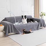 Loiion Sofa Schutzbezug Hund, Sofa Überzug 2 Sitzer Loveseat Abdeckung, 100% Sofabezug Wasserdicht, Sofaüberwurf rutschfest, Couch Kratzschutz für Haustier Kinder Katzen Hunde, Grau, 300x180cm
