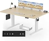 Homall Höhenverstellbarer Schreibtisch 140x70 cm, Schreibtisch Höhenverstellbar, Elektrischer Schreibtisch mit Vierteilige Tischplatte, Computertisch mit Memory Funktion,Standing Desk