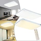 AufuN LED Deckenleuchte Dimmbar 72W Deckenlampe mit Fernbedienung Wohnzimmer Lampe für Schlafzimmer, Kinderzimmer, Küche, Büro, Flur, Bad, Innen IP44, Rechteck