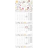 Häfft® 3-Monatskalender 2025 Wandkalender mit Datumsschieber 'Wild Flower' Bürokalender, Office-Kalender, Wandplaner mit Ferienterminen & Jahresübersicht - nachhaltig & klimafreundlich