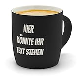 printplanet - Kaffeebecher mit eigenem Text graviert - SoftTouch Tasse mit Wunschtext - Matt-gummierte Oberfläche - Farbe Schwarz, Keramik