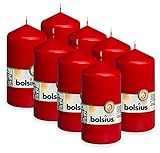 BOLSIUS - Stumpenkerzen - Rot - 13 cm - Brenndauer 43 Stunden - 8 Stück