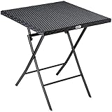 Casaria® Beistelltisch Polyrattan 65x65cm Klappbar Wetterfest 60kg Belastbarkeit Outdoor Modern Garten Terrasse Balkon Camping Tisch Klapptisch Schwarz