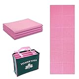 Klappbare Yoga Matte Fitnessmatte - 173 x 61 x 6mm Sportmatte Fitness Pilates Sport Gymnastikmatte rutschfest - Reise Yogamatte faltbar - pink