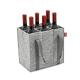 achilles Flaschentasche 6 Fächer je 1,5 Liter – 100% recycelter Filz – Reißfester Flaschenkorb – Faltbarer Flaschenträger mit Trennwänden – Flaschen Einkaufstasche für Wasserflaschen, Wein und Bier