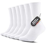 FALARY Sportsocken Herren 43-46 Weiß Baumwolle Socken Herren 43-46 Lange Tennissocken Wintersocken Herrensocken Wandersocken Laufsocken Gepolstert Thermosocken Outdoor Running Socken 6 Paar