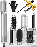 6 in 1 Hairstyler 1000W, Air Styler mit Warmluftbürste, Föhnbürste, Rundbürste, Automatischem Lockenstab, Glättbürste, Haartrockner Thermal Brush für Glätten, Locken und Föhnen Sie Trockenes Haar