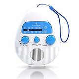 AM/FM Duschradio, tragbares wasserdichtes Radio, eingebauter Lautsprecher mit Seil, Lautstärkeregler, Badezimmerradios für Küche/Badezimmer/Outdoor/Indoor