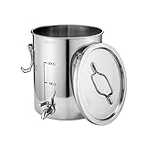 Edelstahl-Kochgefäße, luftdicht verschlossen, mit Deckel (mit Wasserhahn), Silikon-Dichtungsring, 360° umkehrbar, auslaufsicher, für den Flüssigkeitstransport (Größe: 37,5 cm * 49,5 cm (45 l))