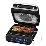 HOMELUX Grill & Heißluftfritteuse, 6-in-1 Airfryer mit Kontaktgrill Plate, Smart Digitalem Temperaturfühler, Touch-Steuerung, Max 230℃, 120-Minuten Timer, 1700W, Spülmaschinenfeste Teile