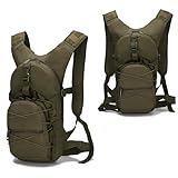 15L Taktischer Rucksack, Molle Camping Wasserdichte Tasche Mit Helmgurt-Netztasche, Mehrschichtige Taschen, Verdickter Verstellbarer Riemen(Green)
