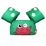 MoKo Kinder Schwimmflügel, Cartoon Schwimmende Badeanzug Schwimmtraining Jacke Schwimmflügel mit Sicherheitsschnalle für Jungen Mädchen - Grün & Krabben