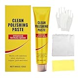 Edelstahl Reiniger - 60g Tiefenreinigung Langzeit Creme - Kratzerentferner Creme für Edelstahl - für Silber Gold Silberbesteck Bronze Aluminium Schmuck Kochgeschirr