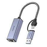 BENFEI USB-C auf Ethernet Adapter, USB 3.0 auf RJ45 Gigabit LAN (1000Mbps) Netzwerkadapter , kompatibel mit MacBook/Pro/Air, Surface Pro, Windows 11/10/8/7, Mac OS