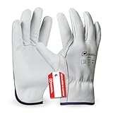 Gebol Driver, 1 Paar Arbeitshandschuhe für Damen und Herren aus 1,1 mm dickem Premium-Rindsvollleder, Handschuhe für Bau, Garten & grobe Arbeiten, M (Gr. 8)
