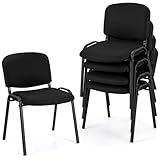 GYMAX 5er Set Besucherstuhl stapelbar, Konferenzstuhl ohne Armlehnen, Stapelstuhl mit gepolsterter Sitzfläche & Rückenlehne, Wartezimmer Stühle für Büro, Wartezimmer & Esszimmer