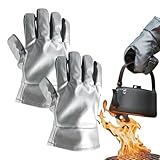 Grillhandschuhe Hitzebeständig, Premium Anti-Rutsch Ofenhandschuhe, Extrem Hitzebeständige Grillhandschuhe, Leder, BBQ Kochhandschuhe Backhandschuhe, Ideale Für Ofen, BBQ, Kochen, 1 Paar