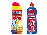 Somat Excellence Duo Power Gel Zitrone, Limette 58 WL & Somat Klarspüler, Extra-Trocken Effekt, Extra-Glanz | 750 ml (1er Pack)