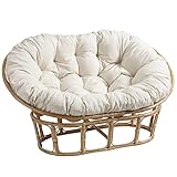 TDHLW Doppel Papasan Cushion Stuhlkissen Groß Hängend/Ei/Schaukel/Hängematte Chair Cushion, Outdoor wasserdichte Garten Papasan Chair Cushion Verdicken Bequem Weich, Nur Kissen,Weiß,65 * 45 in