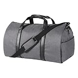 Syeeiex Cabrio Reise Kleidersack, 60' Unisex 2-in-1 Kleidertasche Anzugtasche, Carry On Garment Bag mit Schulterriemen, Wasserdichter Kleidersack Hängekoffer Anzugtasche Reisetasche - Dunkelgrau