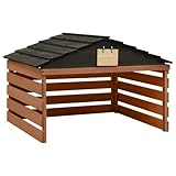 Vopese Mähroboter-Garage Schwarz und Braun 78x74x54 cm Tannenholz Rasenmähergarage Model315301
