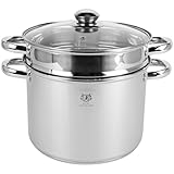 KARL HAUSMANN Nudeltopf mit Siebeinsatz - 8.1L - Edelstahl Spargeltopf Induktion - Spaghettitopf mit Deckel - Pastatopf - Spaghetti Kochtopf - Topf - Pasta Pot - Nudelkochtopf - Grosser Töpfe
