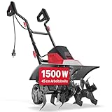 ONBEST Elektro Gartenfräse – 45 cm Arbeitsbreite – 1500 Watt Motor – 24 Messer – elektrische Bodenhacke Motorhacke – Gartenhacke – Kultivator – zum umgraben und auflockern vom Boden