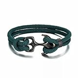 Anker-Armband, doppelsträngiges Seil-Armband, Edelstahl, Survival-Armreif, 21 cm, Grün